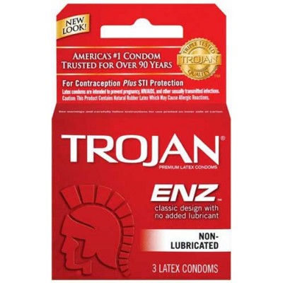TROJAN ENZ NON-LUBRICATED CONDOMS RED 6CT/PACK